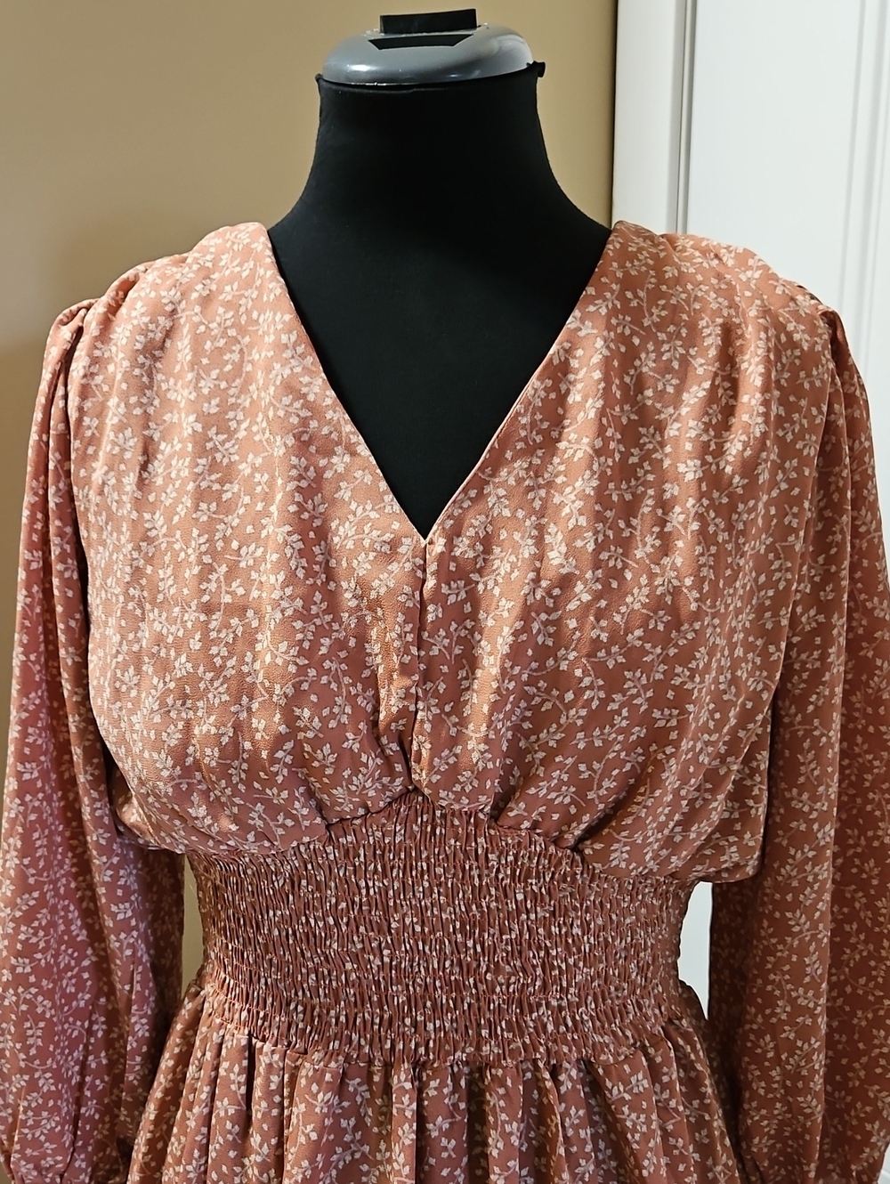 Miley+Molly Smocked Ruffled Hem Boho Chic Cottagecore Dress S - Picture 2 of 15